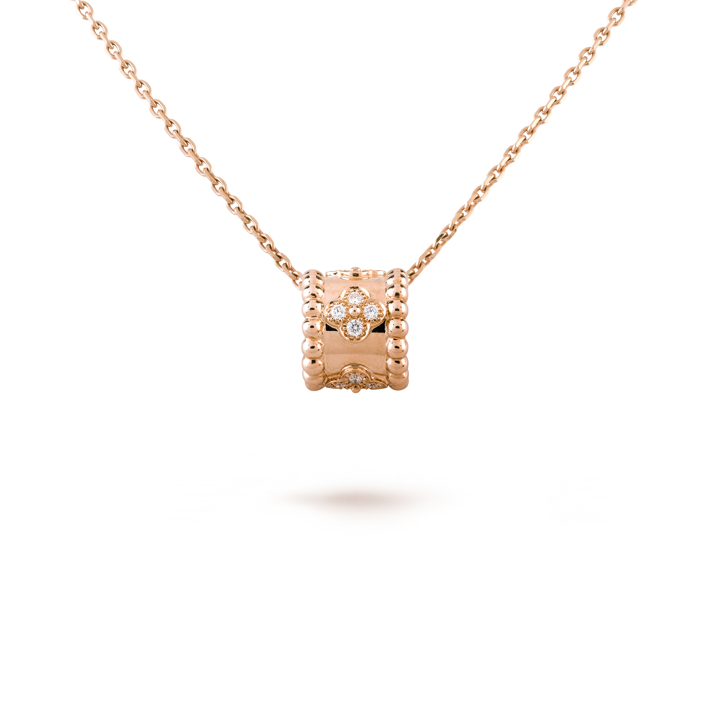 v*n cl*f arpels perlÉe clovers pendant - rose gold, Di*m*nd  vcaro2ee00
